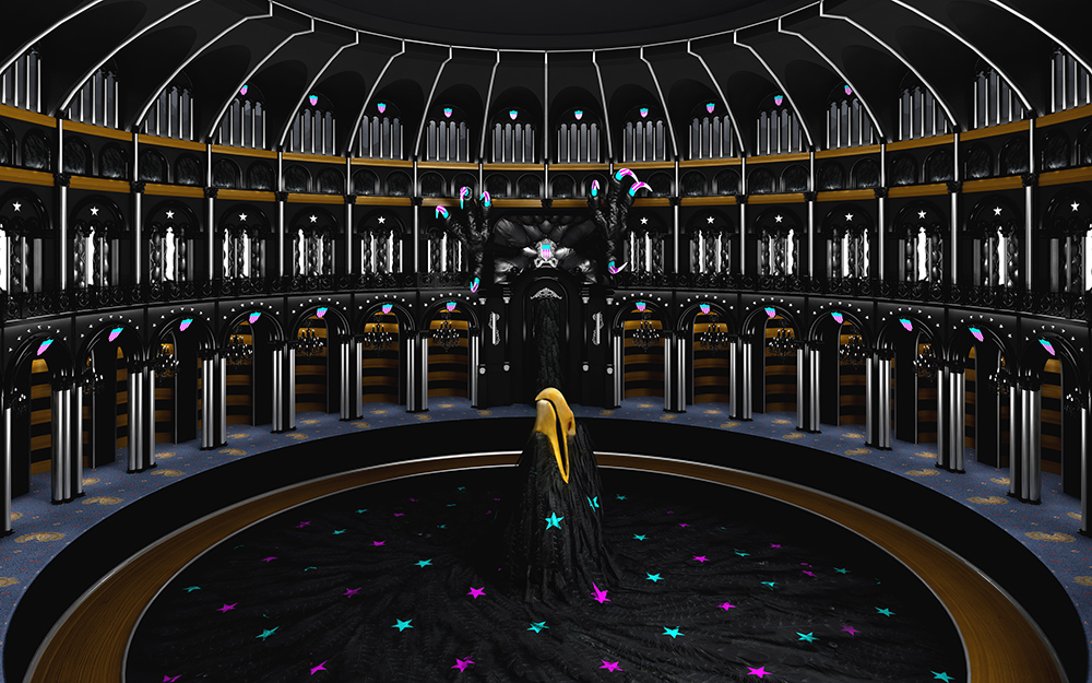 A print made with 3D rendering techniques