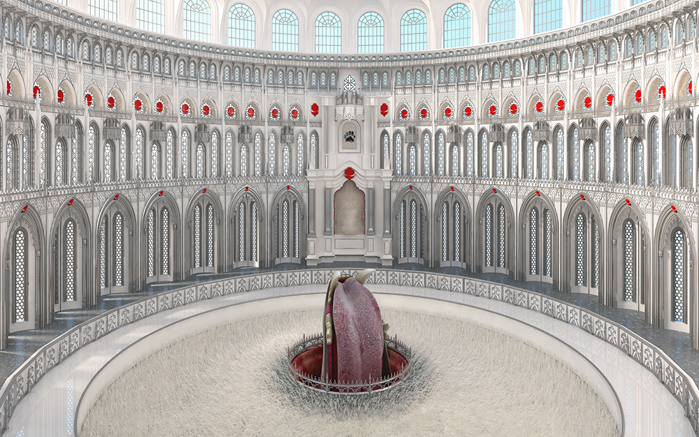 A print made with 3D rendering techniques