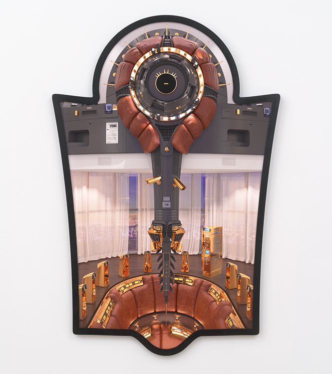 Contemporary art print in black shaped frame