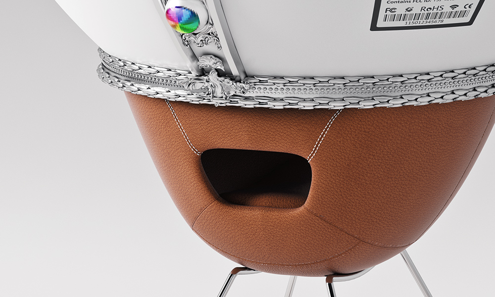 beige furniture leather with WiFi barcode