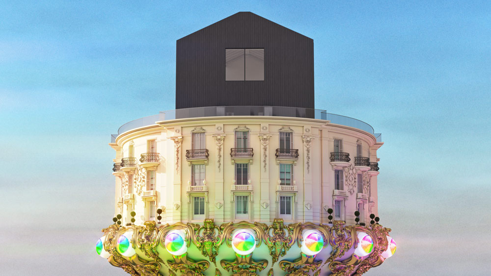 Jonathan Monaghan film Escape Pod showing surreal spacecraft