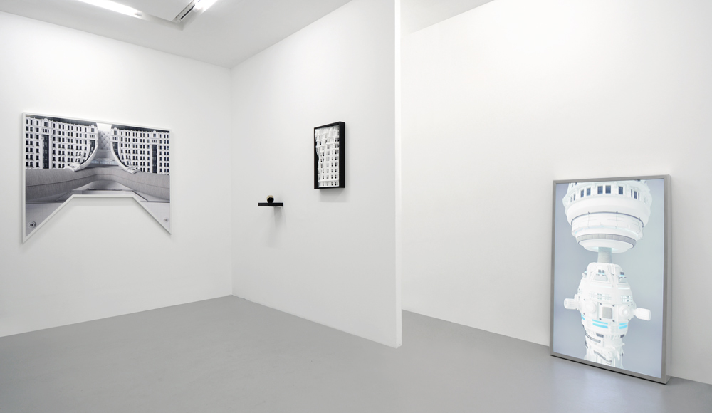 contemporary art installation in white Paris gallery