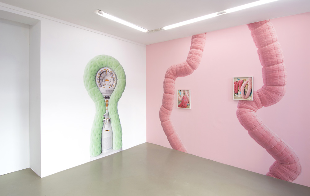 Large pink contemporary art installation in art gallery