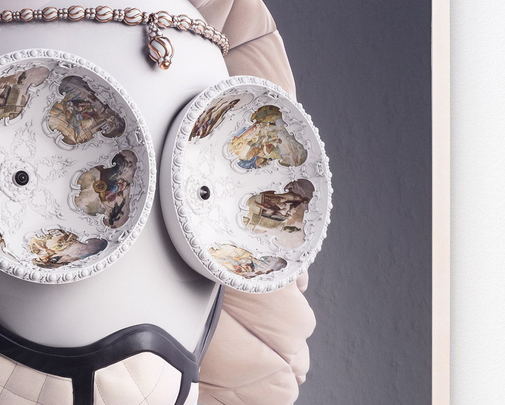 Closeup of Soft Power which is a 2020 surreal art giclee print 